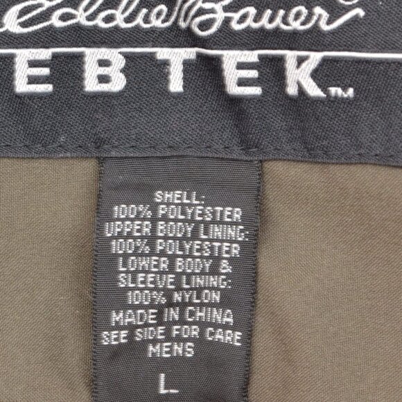 Eddie Bauer EBTEK Gore-Tex Dark Olive Green Waterproof Jacket Mens Size L - Picture 5 of 10